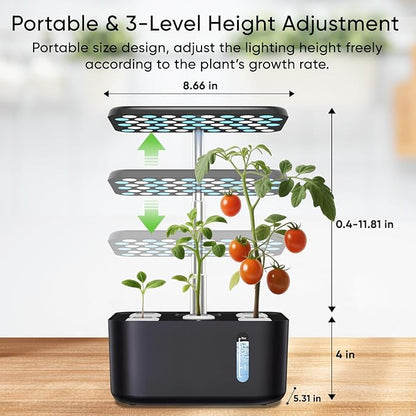 Sonicgrace Indoor Hydroponic Growing System with LED Grow Light, Quiet Smart Water Pump, 5 Pods, Automatic Timer, Perfect for Herbs, Vegetables and Fruits, Ideal Home Office Gardening Gift