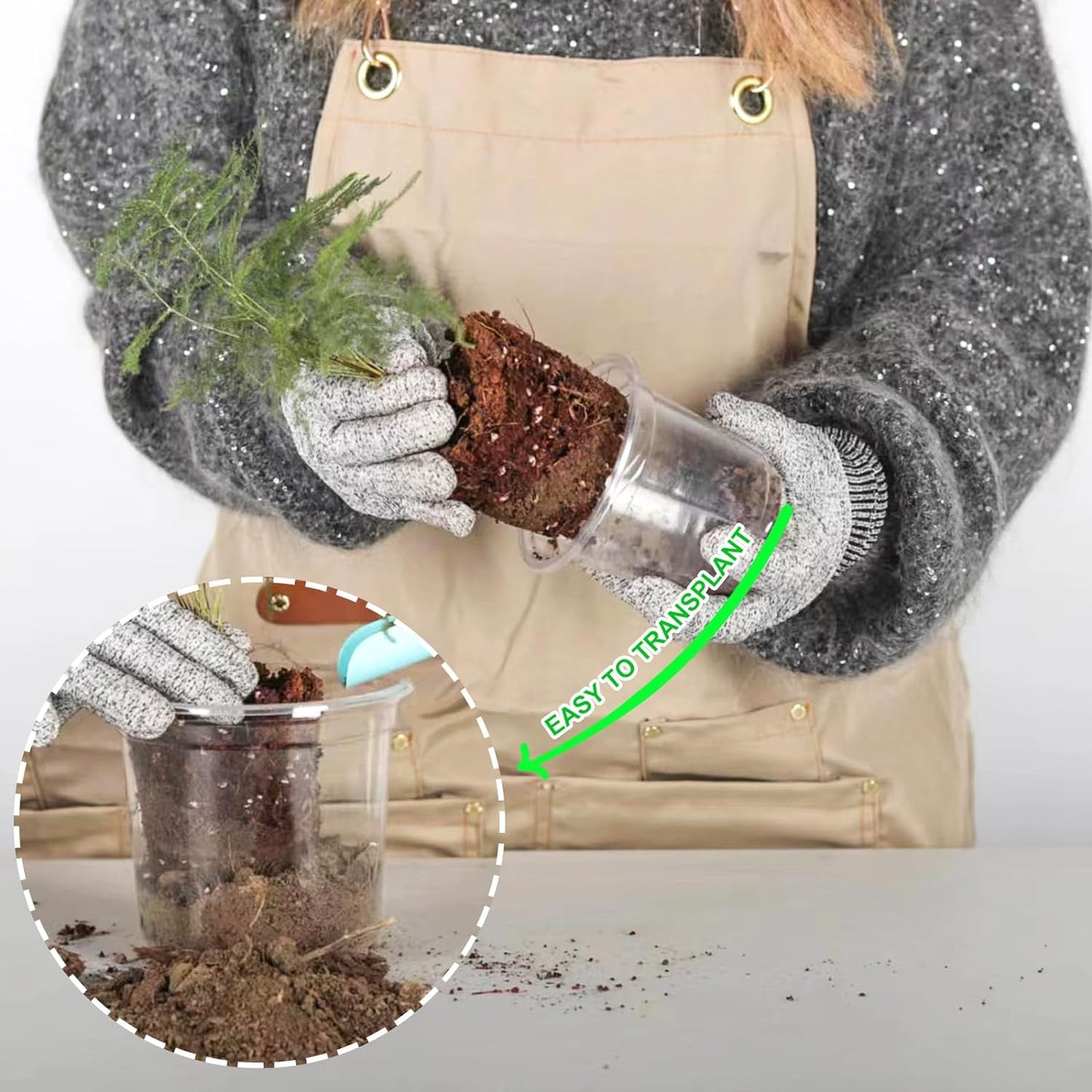 JERIA 30 Pack 5/6/7 Inch Clear Nursery Pots with Drainage Holes, Clear Plant Pot for Planting, Transparent Plastic Plant Pots,Durable Seed Starting Pot for Succulents