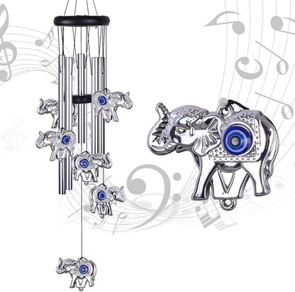 Blue Evil Eye Elephant Wind Chimes Outdoor Decor, Mobile Evil Eye Windcatcher, Evil Eye Elephant Wind Bells, Blue Evil Eye Amulet Wind Chimes for Home, Gift for Mom, Balcony, Patio, Garden Decoration