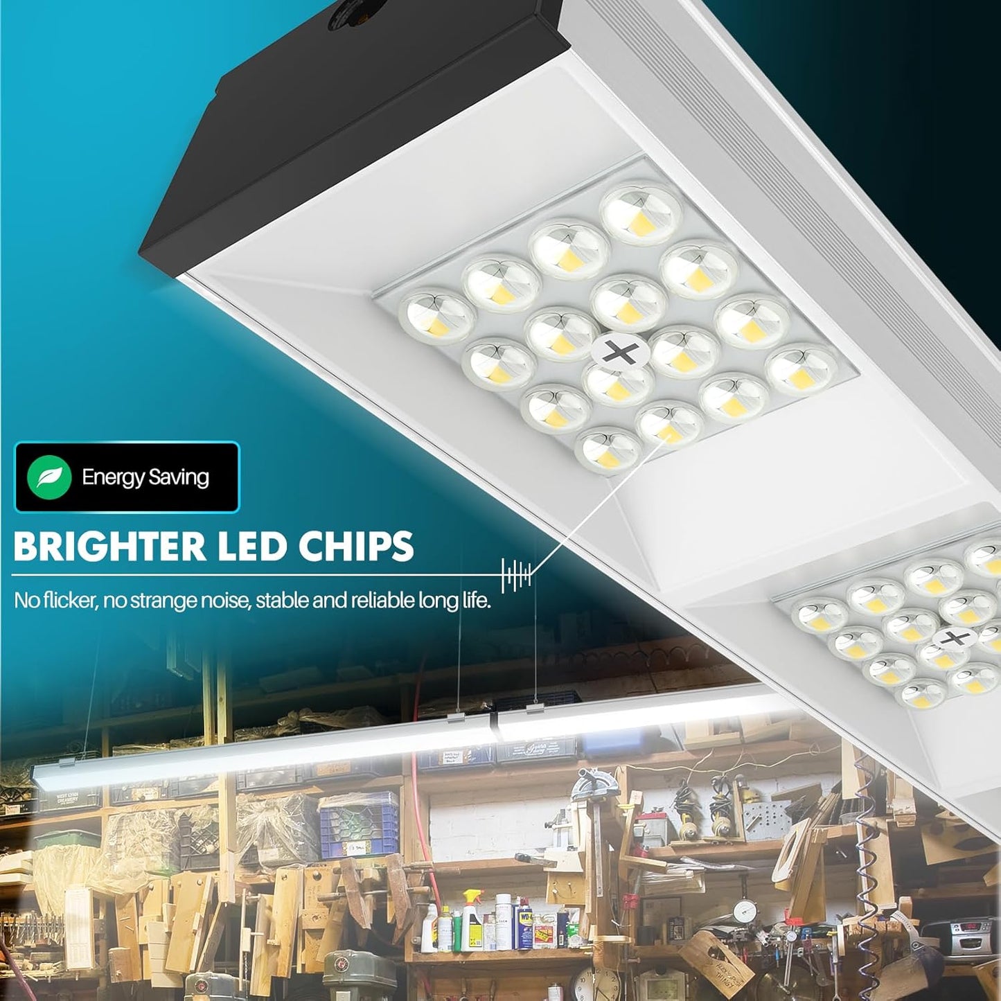 4FT LED Shop Light, 50W, 6000LM, 5000K Daylight, Linkable 4 Foot LED Light Fixture for Garage, 48 Inch Linear LED Light for Workshop, Utility Shop Lights, Suspended & Flush Mount, 6 Pack