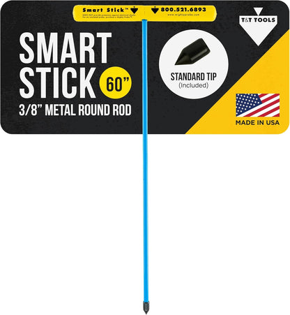 T&T Tools 60-Inch Smart Stick Metal Soil Probe – 3/8" Heavy Duty Round Metal Rod with T-Handle for Penetrating Ground – Plumbing, Landscaping, Locating Septic Tanks, Gas & Water Lines, Tiles -1 Pack