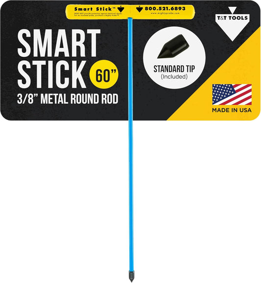 T&T Tools 60-Inch Smart Stick Metal Soil Probe – 3/8" Heavy Duty Round Metal Rod with T-Handle for Penetrating Ground – Plumbing, Landscaping, Locating Septic Tanks, Gas & Water Lines, Tiles -1 Pack