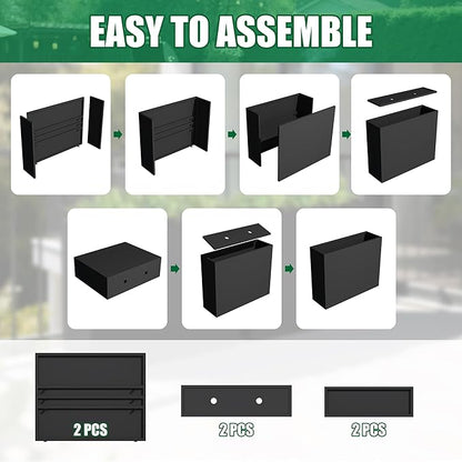 Large Metal Planter Box for Outdoor 38"Lx13"Wx30"H, Tall Rectangular Planters for Outdoor Patio/Porch/Cafe, All-Weather Durable Galvanized Steel, Modern Design for Plants, Flower,Garden, Black