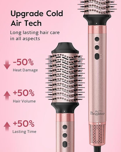 Brightup Air Wrap Hair Styler, 5 in 1 High Speed Hair Dryer Brush, Professional Automatic Hair Curler with Cool Shot Button, 800 Million Ionic, No Heat Damage, with Travel Bag