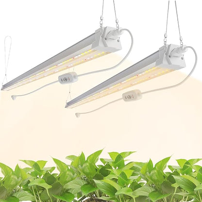 FREELICHT 2 Pack 4FT LED Grow Light with Timer, 40W (250W Equivalent), Full Spectrum Grow Lights for Indoor Plants with 9/12/15H Timer, Linkable Plant Growing Lamp for Hydroponic Plants Seeding Veg