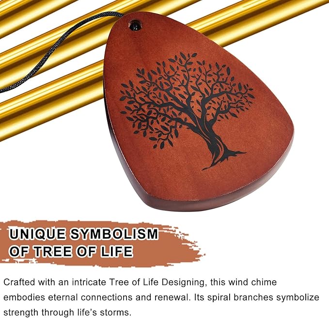 Wind Chimes for Outside, 32" Memorial Wind Chimes for Loss of Loved One Mother Father, Memorial Sympathy Gift Outdoor Garden Patio Decor, Bereavement Gift for Loss of Mom Dad (Classic Gold)