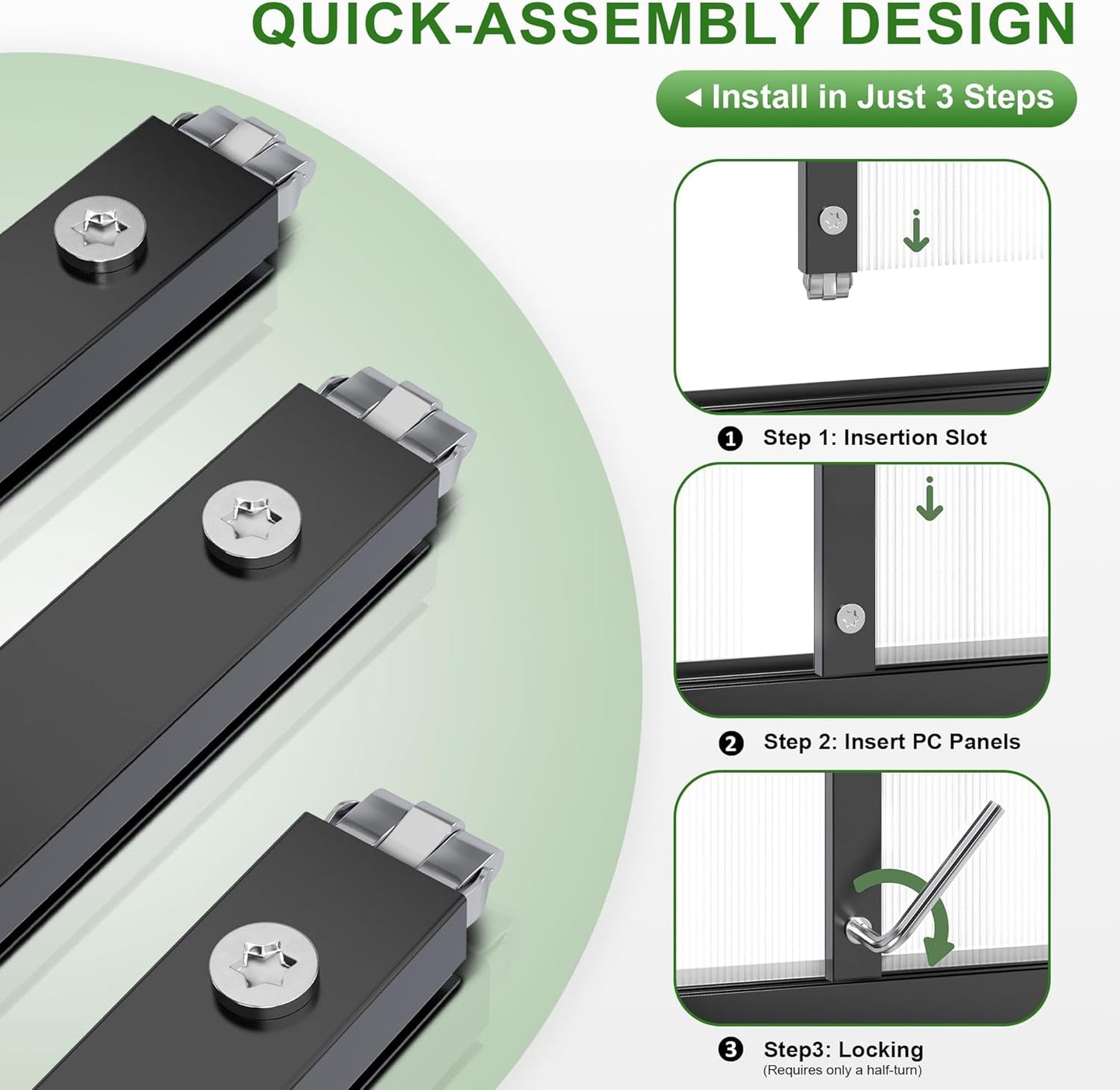 Polar Aurora 8x12 FT Greenhouse, Quick Aluminum Assembly Structure Polycarbonate Greenhouse, Walk-in Greenhouses for Outdoors with Ventilated Windows, Green Houses for Outside Backyard Garden