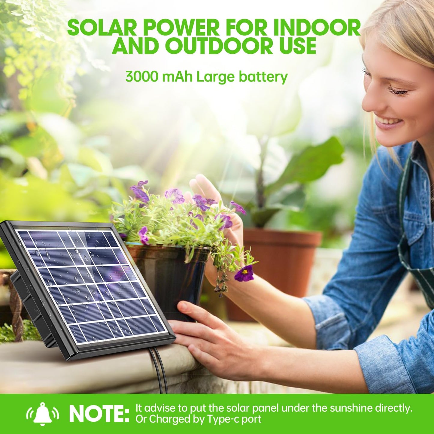 Solar Automatic Drip Irrigation Kit - 25 Timer Modes Smart Watering System for 15 Plants, 900ml/min High Flow with IP54 Waterproof, 49FT Indoor/Outdoor Garden Kit for Vacation & Busy Plant Lovers