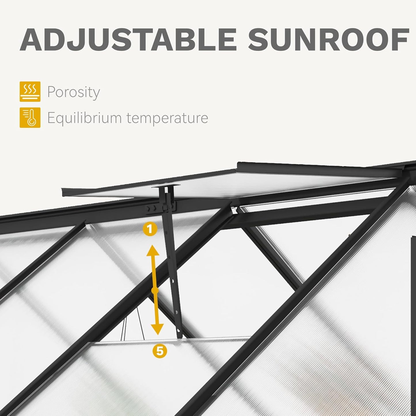 DWVO 6x8FT Polycarbonate Greenhouse Heavy Duty Green Houses Outdoor Aluminum Greenhouses with Sliding Doors Vent Window Walk-in Greenhouse Large Sun House for Garden Backyard, Matte Black