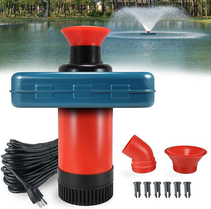 Pond Fountain Aerator 1HP, AS1 750W 15000GPH 110V 120V High Flow Floating Water Fountain Pump With 100ft Power Cord, Thickened Body Aerating Fountains Cascade for Large Small Pond/Lake (No Timer)