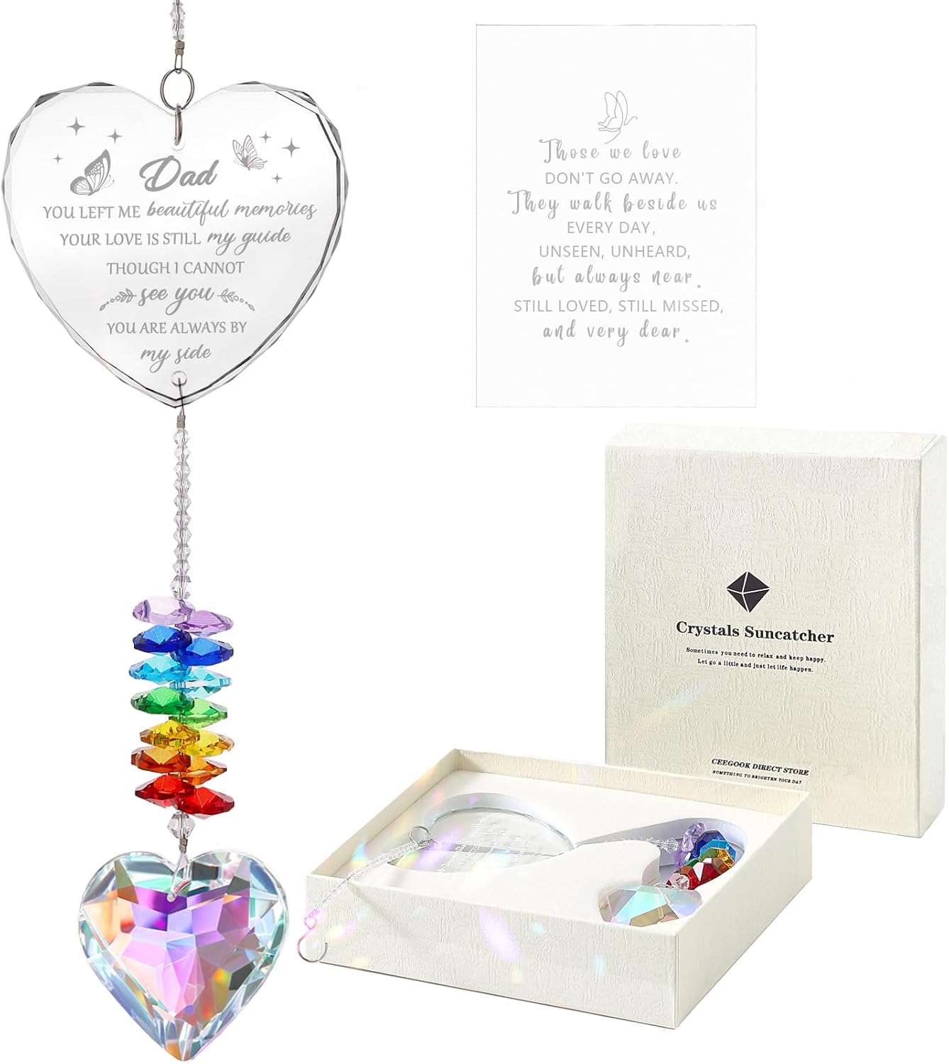 Sympathy Gifts for Loss of Dad, K9 Crystal Suncatcher Memorial for Loss of Father, Condolence Bereavement Remembrance Gifts in Memory of Papa