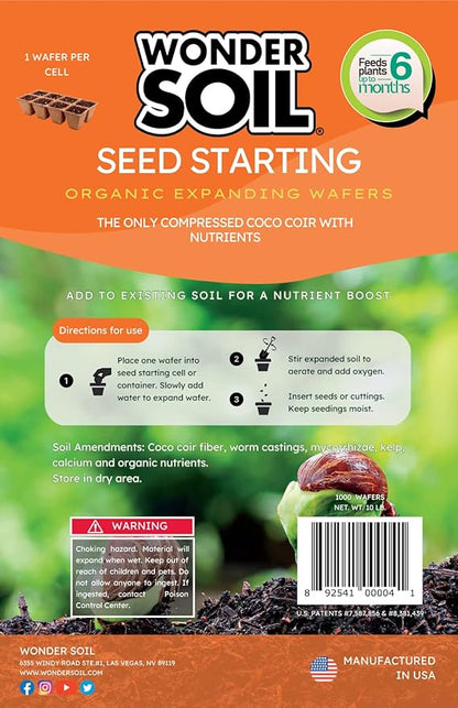 WONDER SOIL | 1000 Organic Seed Starter Pellets | Ready to Plant Seed Starting Soil Loaded with Pre-Mixed Nutrients | Fast Germination | Indoor or Outdoor | 1000 Count