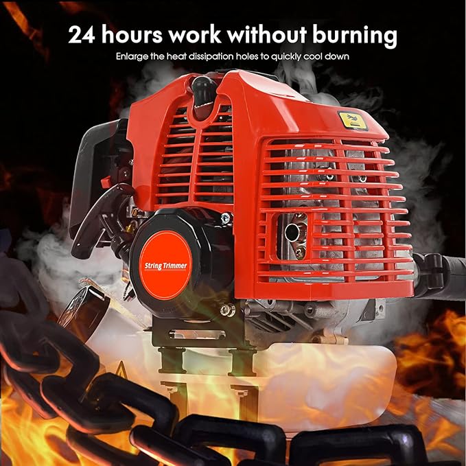 Powerful 52cc 5 in 1 Multi Functional Trimming Tools,Gas Hedge Trimmer,Weed Eater,String Trimmer, Brush Cutter,Pole Saw Chainsaw with Extension Pole, Rubber Handle & Shoulder Strap Included Red