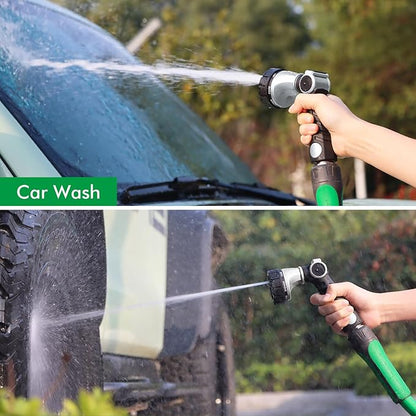 RESTMO Heavy Duty Hose Nozzle, Metal Garden Water Hose Sprayer with 7 Watering Patterns, Thumb Control, On Off Valve, High Pressure Nozzle Sprayer for Watering Plants, Car and Pet Washing, Silver