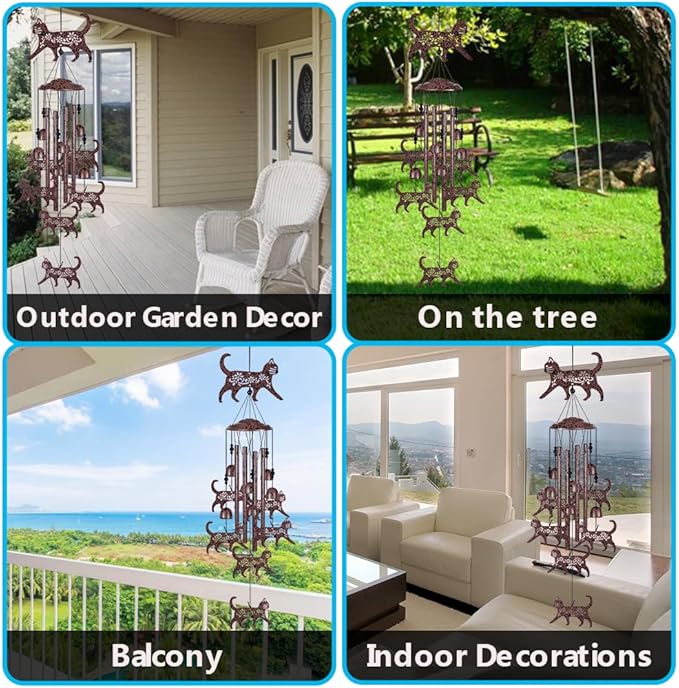Outdoor Cats Wind Chimes Decoration - Mobile Cat Wind Catcher, Music Wind Chimes, Garden Wind Chime, Blessing Windchime, Kitten Wind Bells for Home, Balcony, Tree, Festival Garden Decor, Gifts for Mom