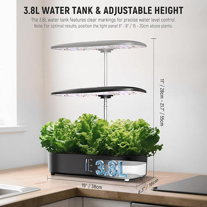 NEEWER Basics Hydroponics Growing System Kit with LED Plant Light/3 Growing Modes/12 Pods/Timer/LCD/Smart Quiet Pump, Touch Light Planter for Herb Garden Vegetables Flowers Indoor Gardening, HGS01