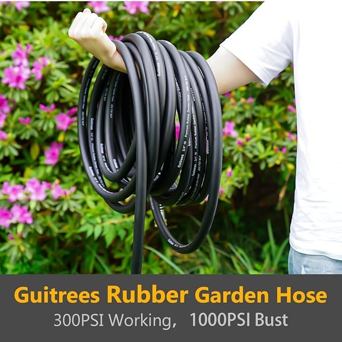 Leader Garden Hose 10ft x 3/4", Heavy Duty Short Water Hose, Male to Female Fittings, Five Layered Braiding for Durability, 1000PSI Burst, 300PSI Working (Black)