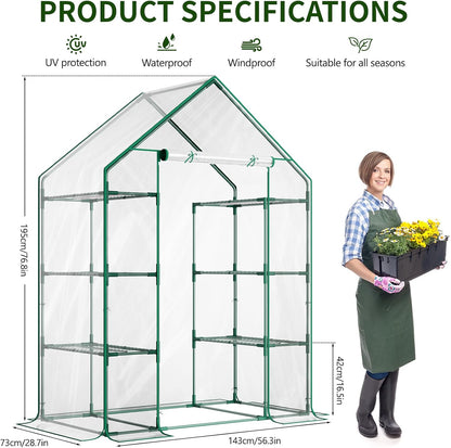 SUNYRISY Indoor Greenhouse with Grow Lights Plant Stand Shelf, 4 Tier Wall in Mini Small Greenhouse Kit with Zippered PVC Tent for Garden Seed Starting Tray, 36W Full Spectrum