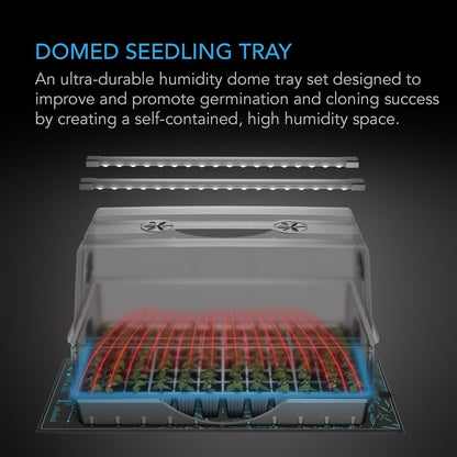 AC Infinity Heavy-Duty Large Humidity Dome 6x12 Germination Kit, Full Spectrum LED Grow Light Bars w/Samsung LM301H EVO LEDs, Heat Mat, 3 mm Thickest Dome, Trays, Extension Panels, for Seed Starting