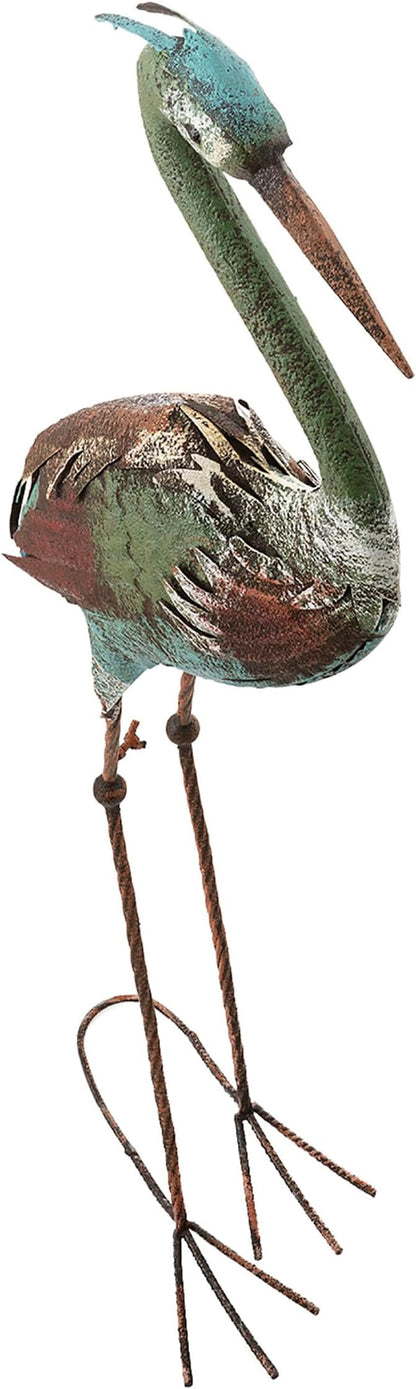 Alpine Corporation 40" Tall Outdoor Rustic Metal Crane Statue Yard Art Decoration