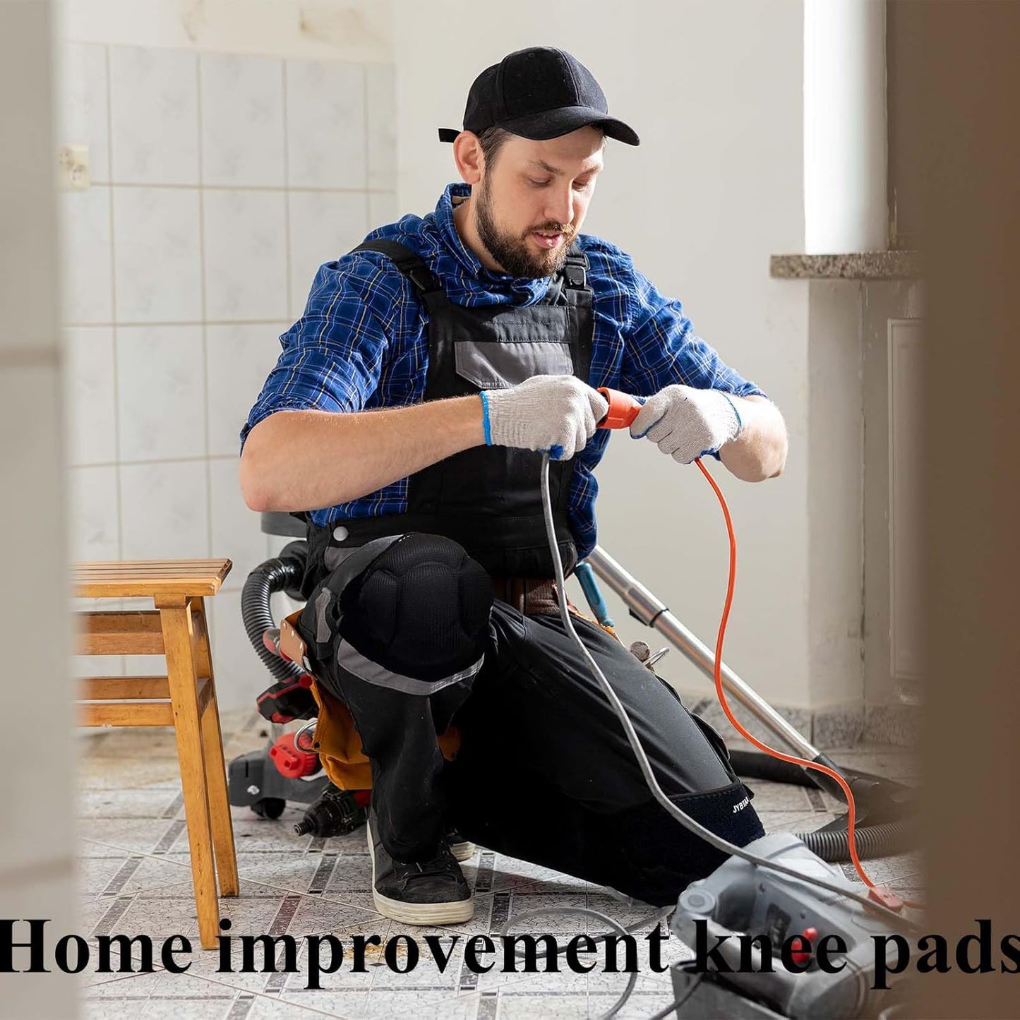 Men/Women Knee Pads for Cleaning,landscaping,Construction Work,Gardening kneepad for Roofing Carpet Installations Welding,Adjustable lightweight Flooring Knee Protectors Cushion,Black XL (1 Pair)