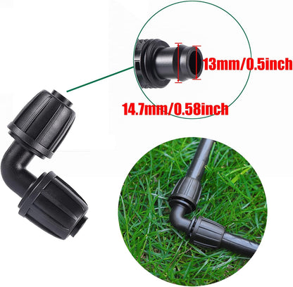 1/2 inch Irrigation Fittings Elbow Connectors For (1/2" ID x0.6-0.63" OD) 16mm Drip Tubing Barbed Connectors-10 Pcs/pack