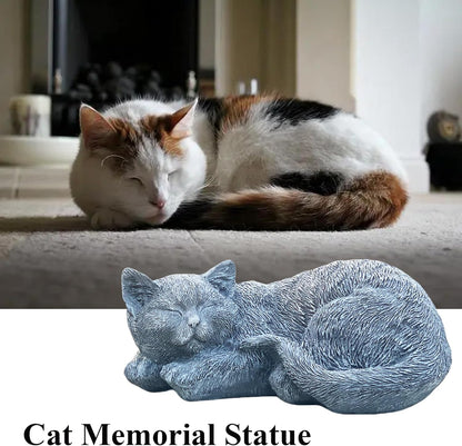 Cat Garden Statue Decoration, Memorial Stone Peaceful Sleeping Figurine for Patio Lawn Porch, 11.5" Cat Memorial Statue Grave Markers and Loss Pet Sympathy Gift