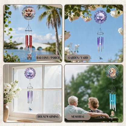 Dog Metal Wind Chimes - Windchimes Spinners Outdoors Decor Dogs Mom Gifts for Women Outside Indoor Hanging Decoration for Garden Patio Yard Porch Balcony Christmas New Year Birthday Gift