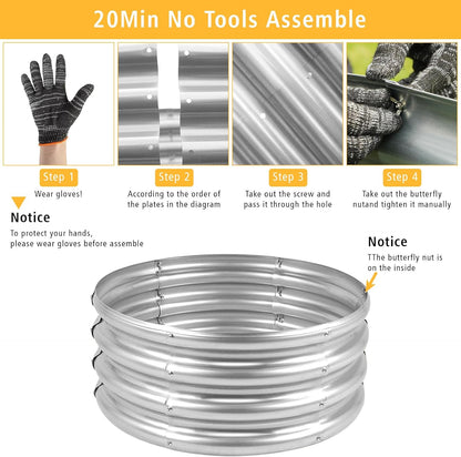 Garden Galvanized Raised Garden Bed Kit - Metal Planter Boxes for Vegetables/Herbs/Flowers, Heavy-Duty Steel Outdoor Garden Box with Reinforced Edges(4X4X1FT)