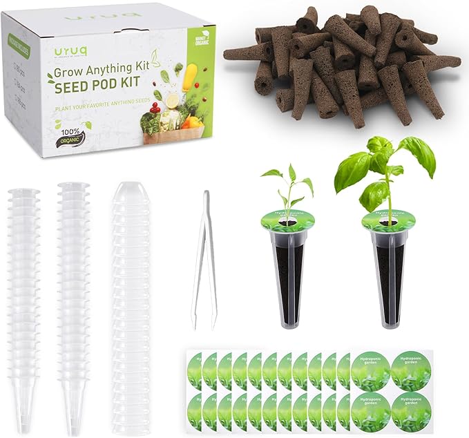 180Pcs Hydroponic Pods Supplies: Grow Anything Kit with 45 Grow Sponges, 45 Grow Baskets, 45 Grow Domes, 45 Pod Labels - Compatible with Hydroponics Growing System Indoor Garden from Most Brands