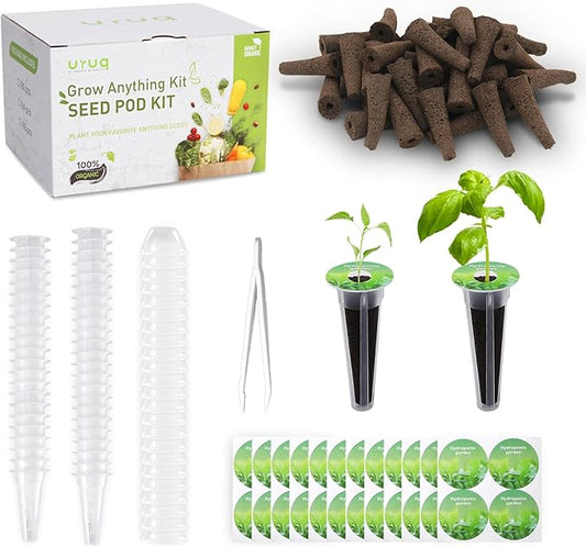 180Pcs Hydroponic Pods Supplies: Grow Anything Kit with 45 Grow Sponges, 45 Grow Baskets, 45 Grow Domes, 45 Pod Labels - Compatible with Hydroponics Growing System Indoor Garden from Most Brands