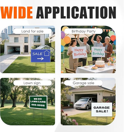 WENWELL 10 Large Blank Yard Signs with Stakes 18 x 12",Corrugated Plastic Lawn Sign kit for Estate Garage Sale,Party,Birthday,Wedding,Campaign,Parking,Make you own Outdoor Sign