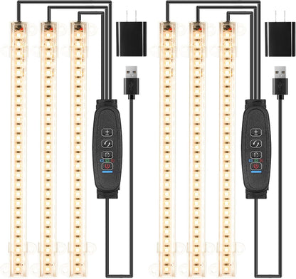 LED Grow Light Strips, Grow Lights for Indoor Plants Full Spectrum 3000K, Plant Light Bar with 3/9/12H Timer, 10 Dimmable Levels for Seedling Succulent,Best Match for Plant Shelf(3 Head×2 Pack)