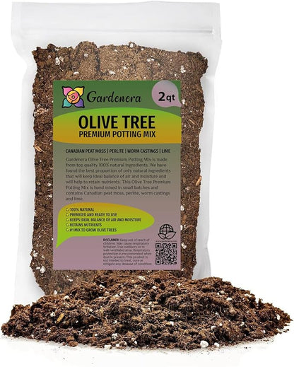 Gardenera Olive Tree Premium Potting Mix - Optimal Air, Moisture, and Nutrient Balance for Healthy Trees - 2 Quart