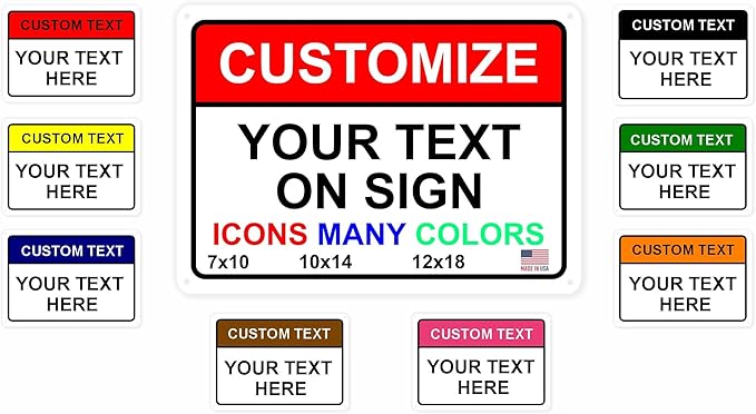 Custom Signs Outdoor Metal for Home Office Business, Personalized, Door, Porch, Delivery, Man Cave, Shop, Garage, Street. For Outside or Inside Use. Our Metal Signs Are UV Printed Solid Aluminum (14x10 inches, Header Box)