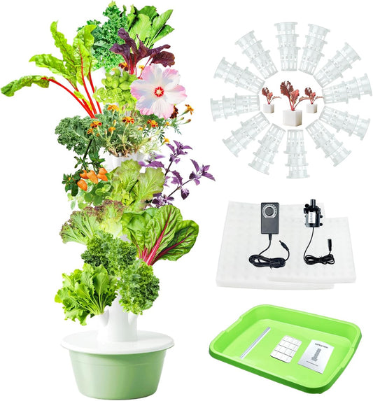 5.25ft Tall Hydroponics Growing System Tower, 9 Layers 36 Plant Spots Hydroponics Growing System Kit Tower, Vertical Hydroponic Tower for Indoor & Outdoor, Space-Saving