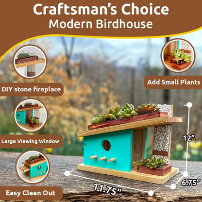 SparkJump Modern Birdhouse Woodworking Kit, Complete DIY Birdhouse for Kids & Adults, Build Your Own BirdhouseKit for Creative Woodworking Crafts