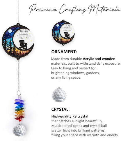 Memorial Suncatcher - Moon Chair Ornament - Sympathy Gift for Loss of Loved One - Bereavement Gifts - Condolence Gift - Memorial Rainbow Maker - Remembrance Ornament - Funeral Keepsake