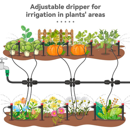 50pcs Drip Irrigation Emitters with Stake, Adjustable 360 Degree Water Flow Lock Barbed Dripper for 1/4" Drip Irrigation Tubing，Garden Irrigation Sprayer for (4-7mm) Watering System