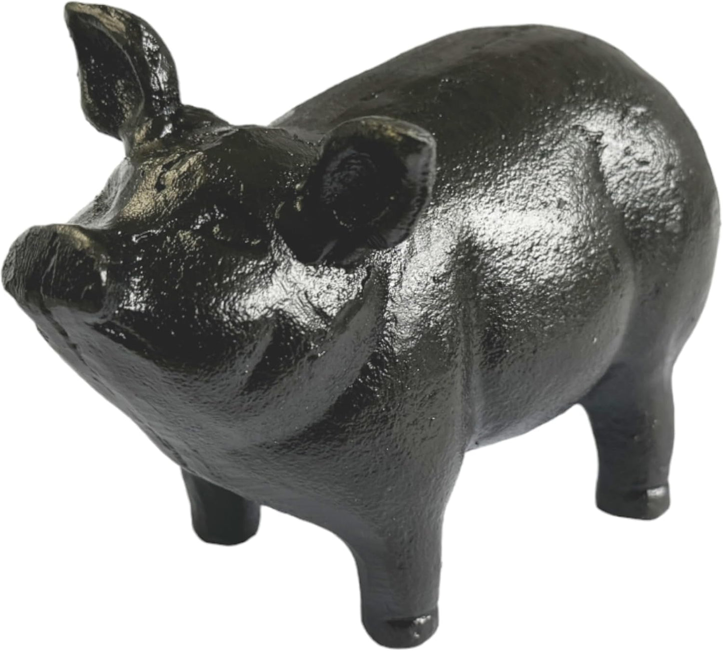 NACH Cast Iron Pig Statue, Standing Black Door Stopper, Rustic Paperweight