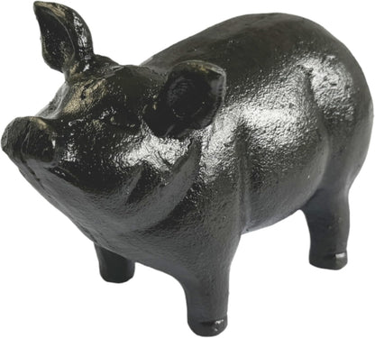 NACH Cast Iron Pig Statue, Standing Black Door Stopper, Rustic Paperweight