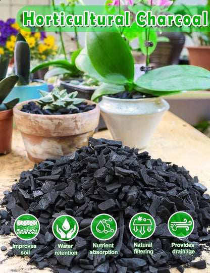 TOYPOPOR Horticultural Charcoal for Indoor Plants (6 Quarts) Hardwood Potting Soil Amendment Helps Improve Drainage for Orchids, Succulent, Cactus, Terrariums, and Gardening