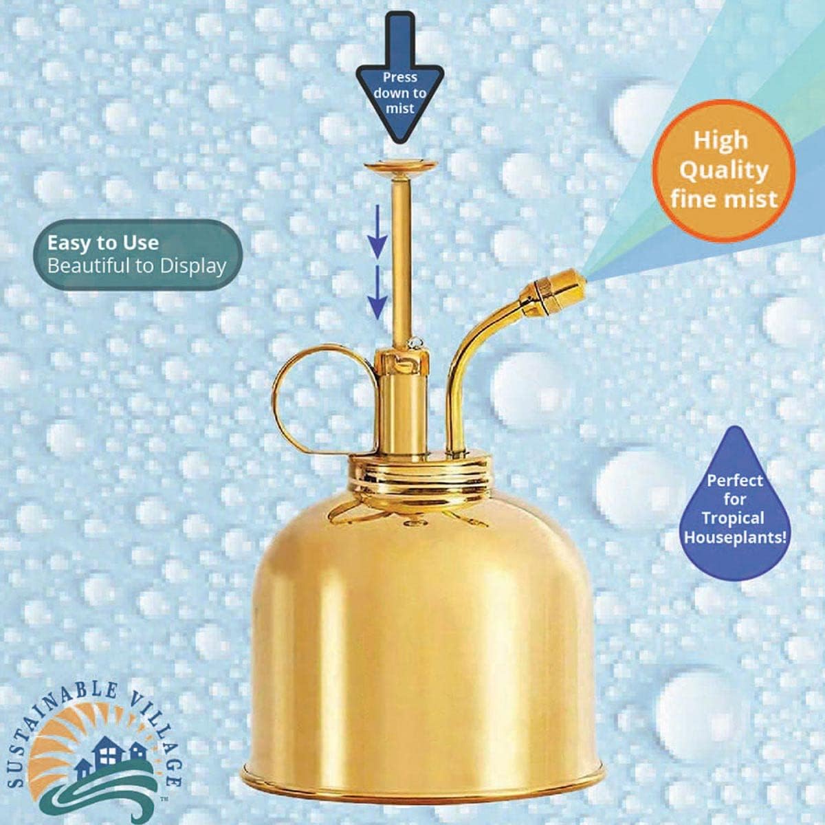 Watering Can Indoor Plants - Brass Plant Mister - Stylish and Rust Resistant Watering Cans for Healthy Hydration - Prevents Overwatering