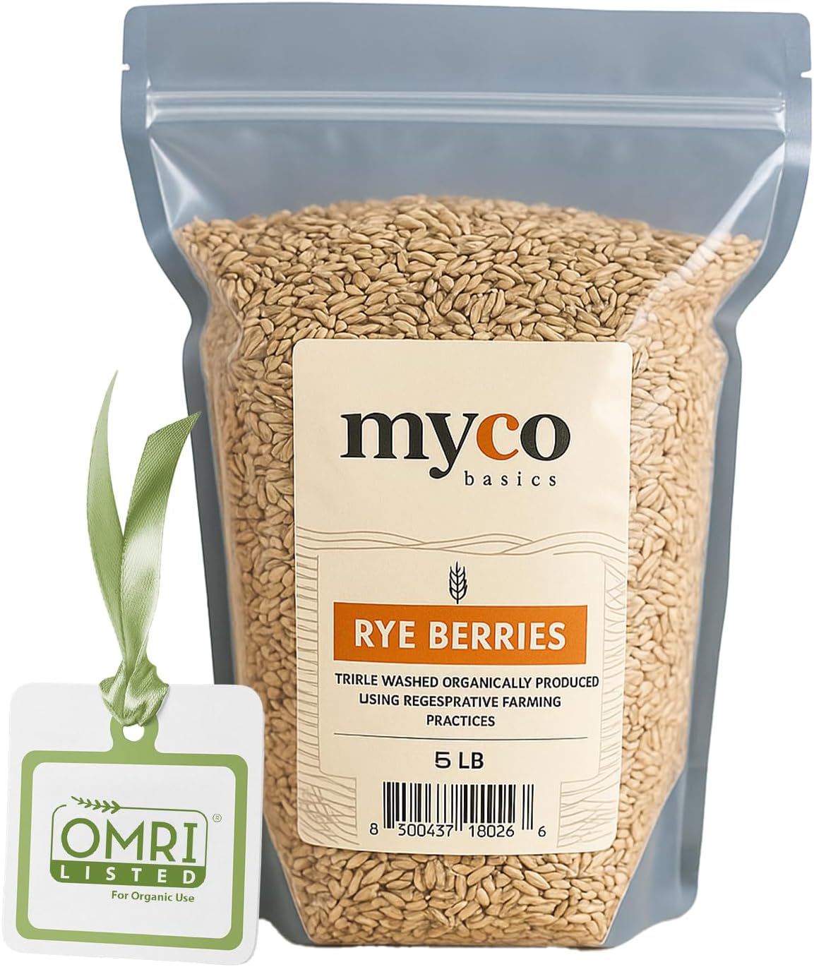 Rye Berries for Mushroom Spawn - Organic, Triple Washed Rye Grain to make Mushroom Grainspawn by Mycology Basics - 5 lbs