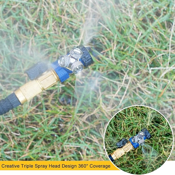 ESOW All Metal Lawn Sprinkler 2 Pack, Creative Triple Spray Head Garden Sprinkler with Spike Base, 360 Degree Large Area Coverage for Yard, Lawn, Garden and Grass Irrigation