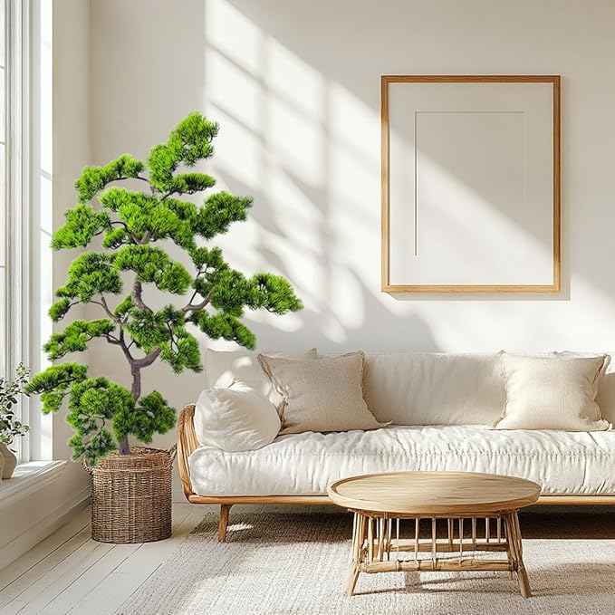 5ft Artificial Bonsai Tree - Large Faux Plants Indoor with Ceramic Pot, Realistic Fake Plants Decor for Home Office, Living Room, Farmhouse Zen Decor