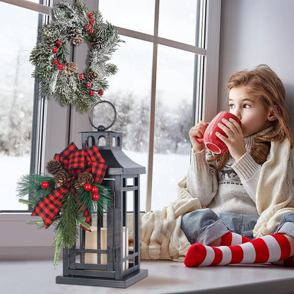 NEEDOMO 2 Pcs Christmas Decorations Indoor, Outdoor Christmas Led Lanterns Decorative for Table Centerpieces, Vintage Metal Hanging Candle Holder, Home Decor for Party, Living Room, Patio, Porch