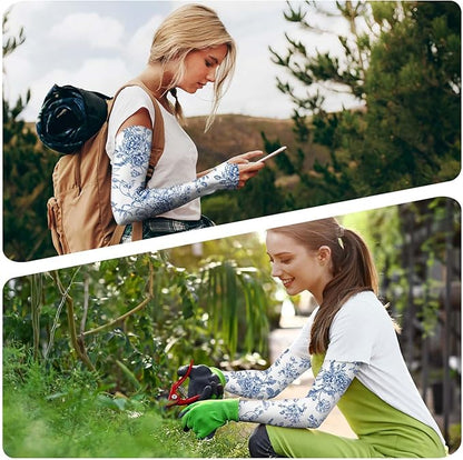Gardening Sleeves Farm Sun Protection Arm Cooling Sleeves Thorn Proof Garden for Women Men with Thumb Hole