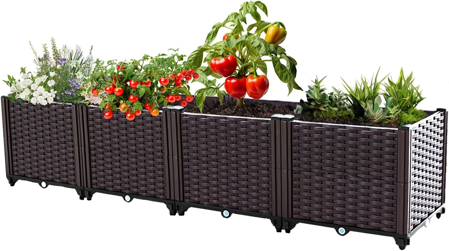 Raised Garden Bed, Planters for Outdoor Plants Raised Beds for Gardening, Plastic Planter Raised Beds for Planting Outdoor Plant Vegetables, Flowers, Fruits and Plants, 63"(L) x 15.7"(W) x 14.5"(H)