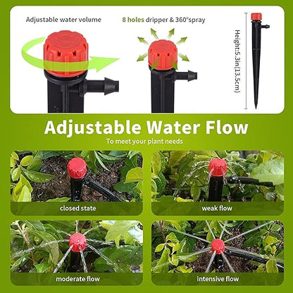 50 pcs Drip Irrigation Emitters Drip Emitters for 1/4" Drip Irrigation Tubing Adjustable 360 Degree Water Flow Irrigation Drip Heads Drip Irrigation Spray Emitters for Flower Plant Watering System